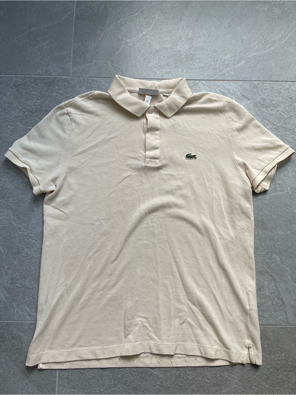 Lacoste Men's Light Cream Short-Sleeve Polo with Croc Logo